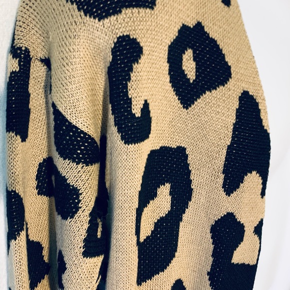 BTFBM New Long Open Front Knit Leopard Cardigan - Picture 5 of 10